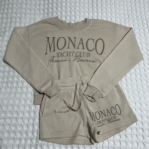 Love Streak Monaco Yacht Club Cream Sweatshirt and Shorts Set